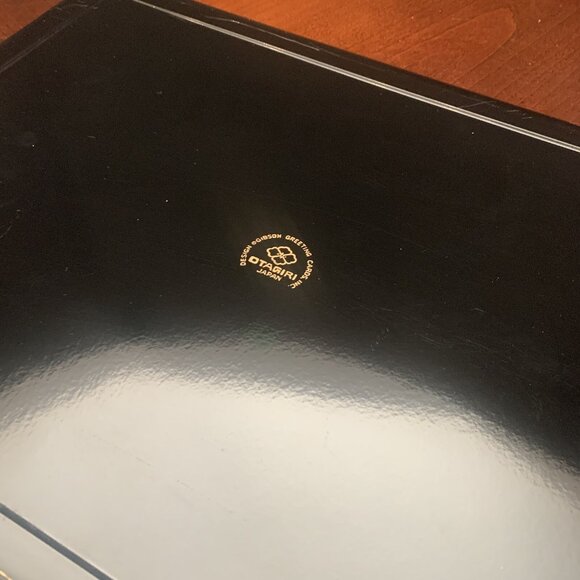 Otagiri Lacquerware Christmas Trays Set of 2  Japan Gold Trim MCM 14” X 10” - Picture 3 of 8